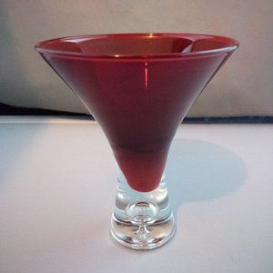 vintage cocktail glass red with bubble in clear base